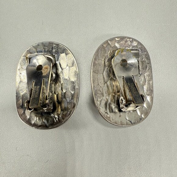 Napier 1950s Silver Plated Faux Lapis Earrings - Picture 3 of 5